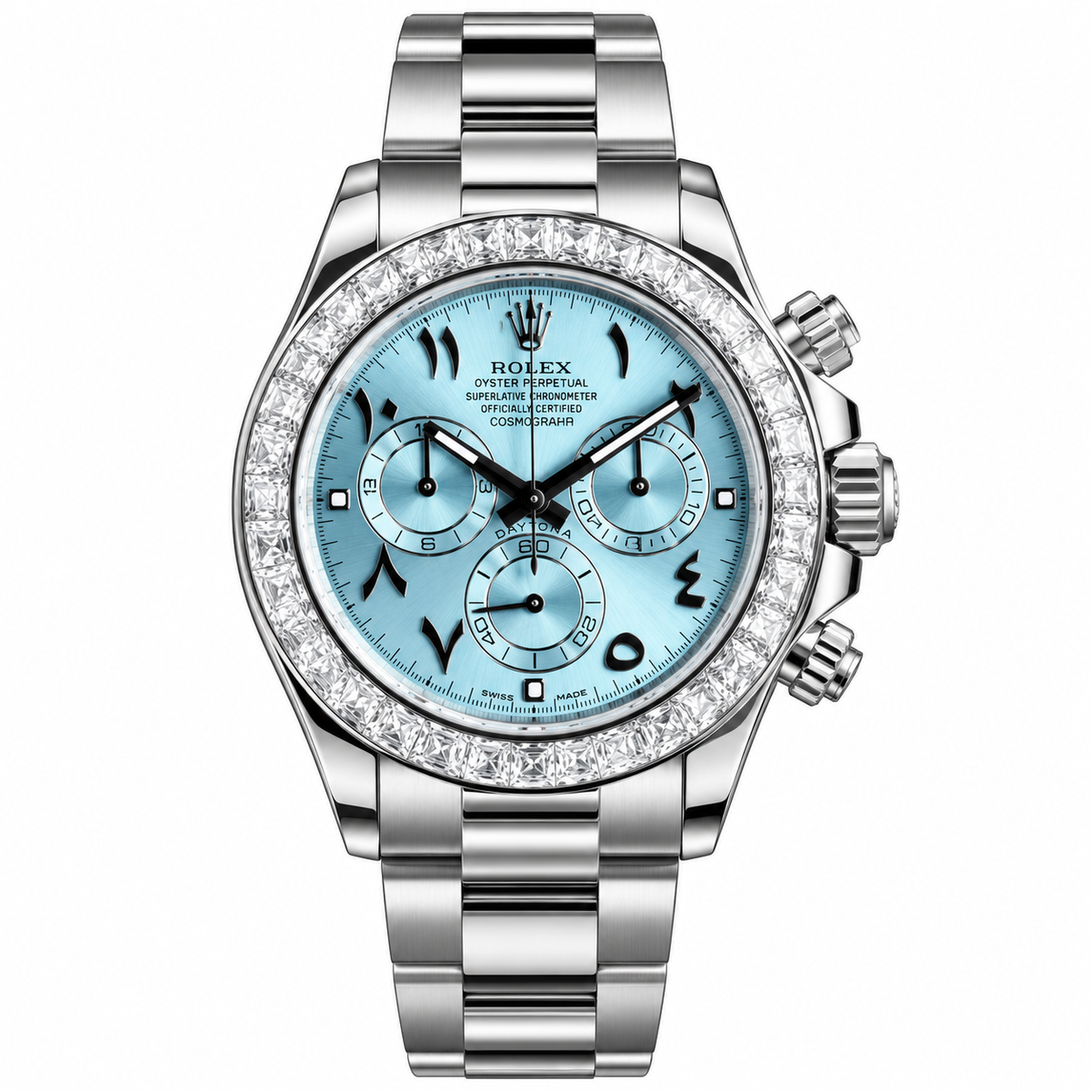 Rolex-Daytona-Ice-Blue-Arabic-Dial-Diamond-Bezel-First-Copy-Watch-Anzoro