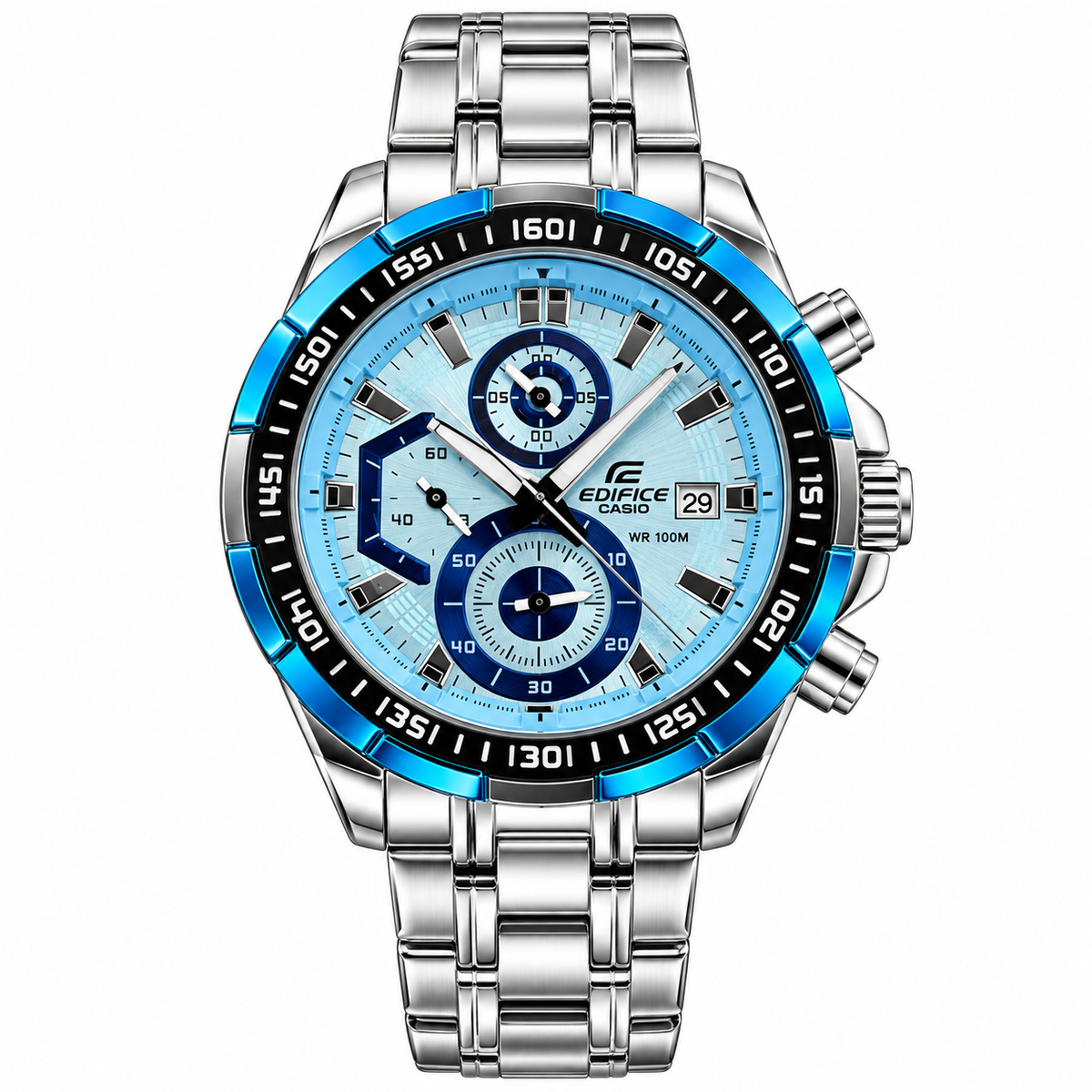 Casio-Edifice-EF539D-Ice-Blue-Dial-Blue-Bezel-Stainless-Steel-First-Copy-Watch-Anzoro