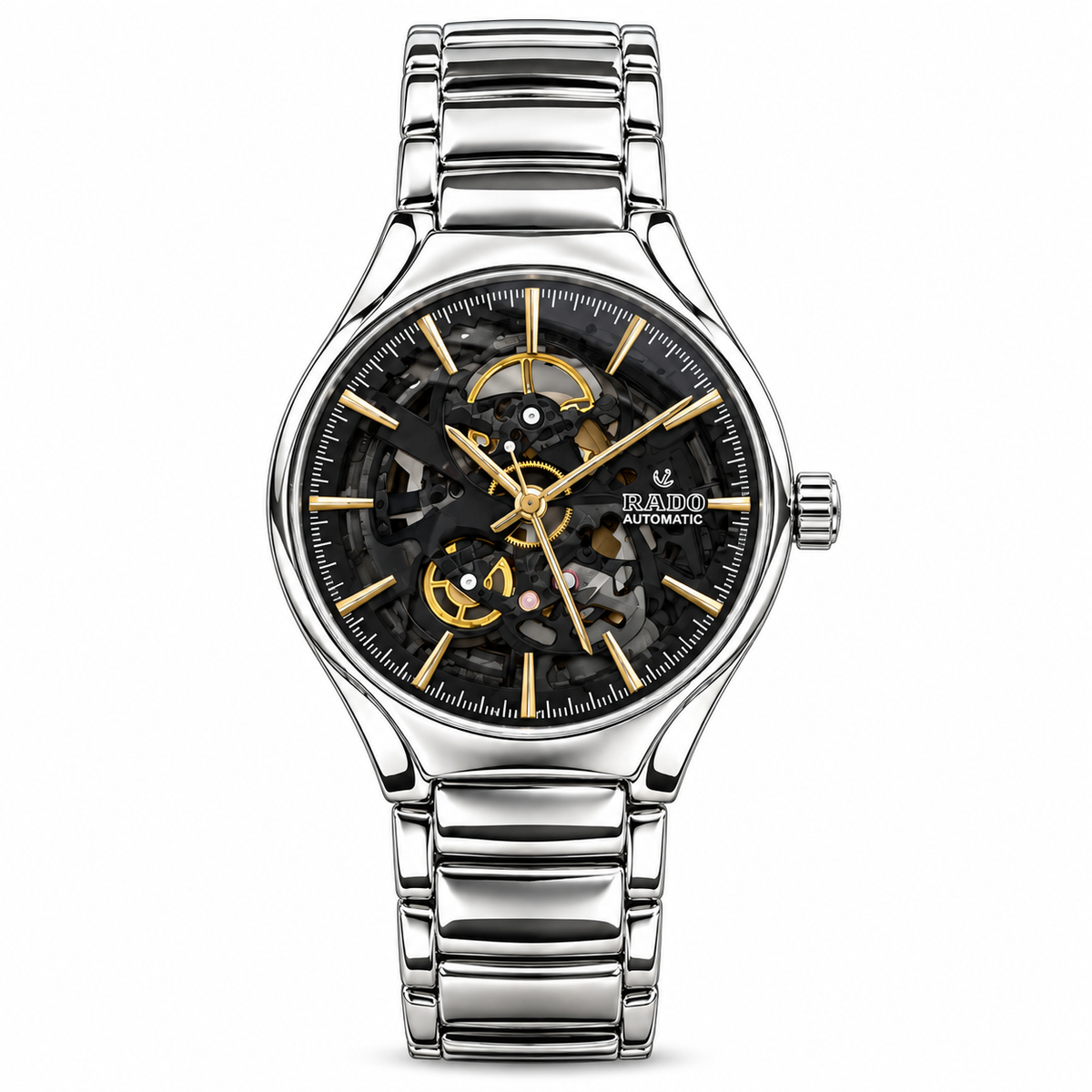 Rado-Centrix-Automatic-Open-Heart-Skeleton-Silver-Stainless-Steel-First-Copy-Watch-Anzoro