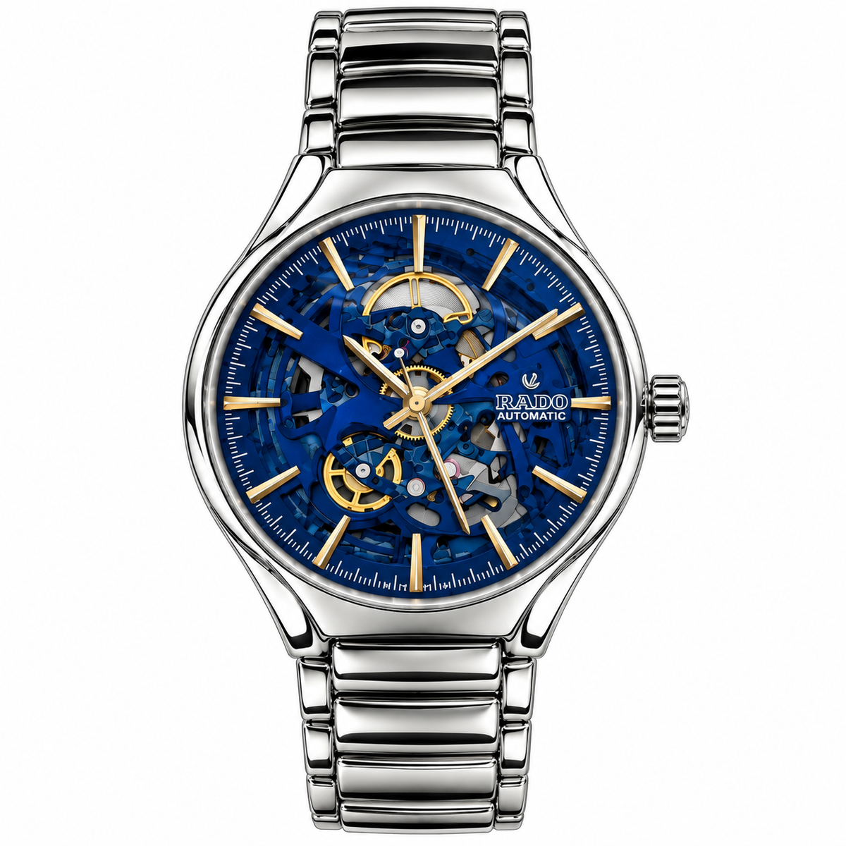 Rado-Centrix-Automatic-Open-Heart-Blue-Dial-Skeleton-Silver-Stainless-Steel-First-Copy-Watch-Anzoro