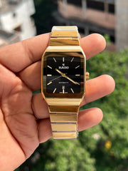 Rado-Anatom-Square-Black-Dial-Gold-Hands-Date-Window-First-Copy-Watch