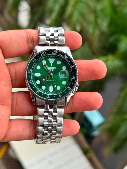 Seiko 5 Sports GMT Watch SSK035K1 – First Copy | Master Copy Quality | Green Dial, Steel Bracelet