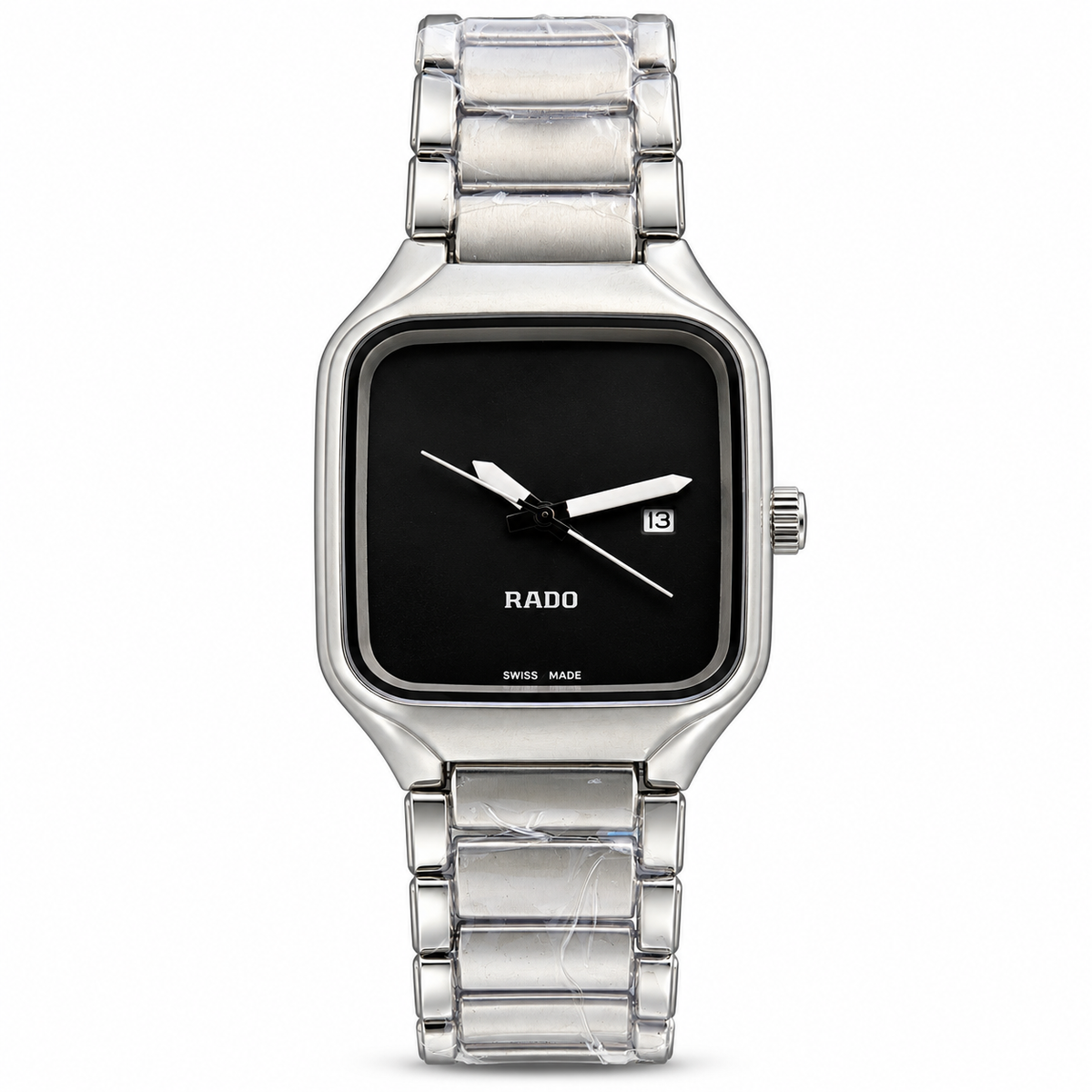 Rado-True-Square-Quartz-Black-Dial-Silver-First-Copy-Watch-Anzoro
