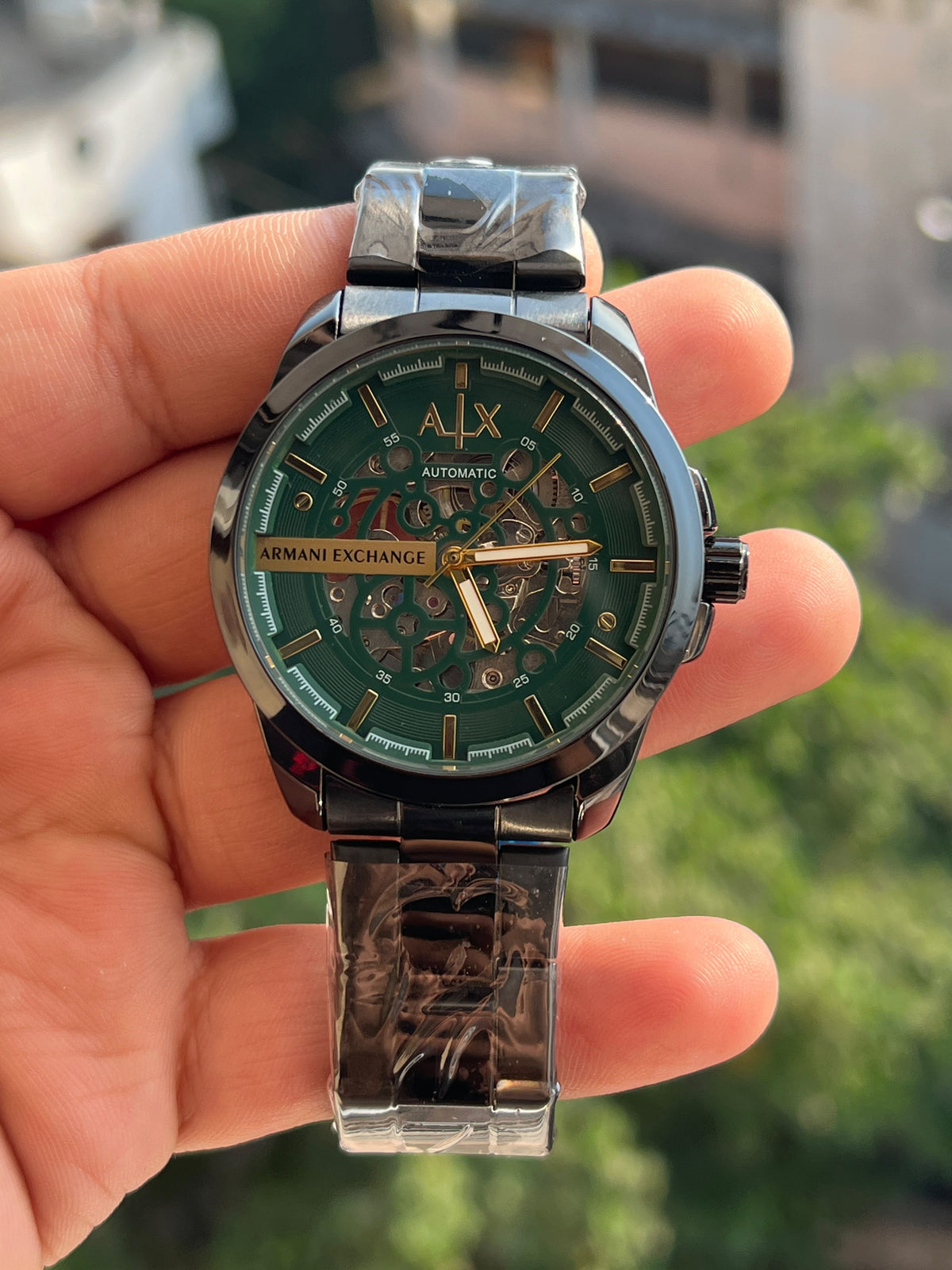 Armani-Exchange-AX-Green-Skeleton-Dial-Gold-Indices-Automatic-First-Copy