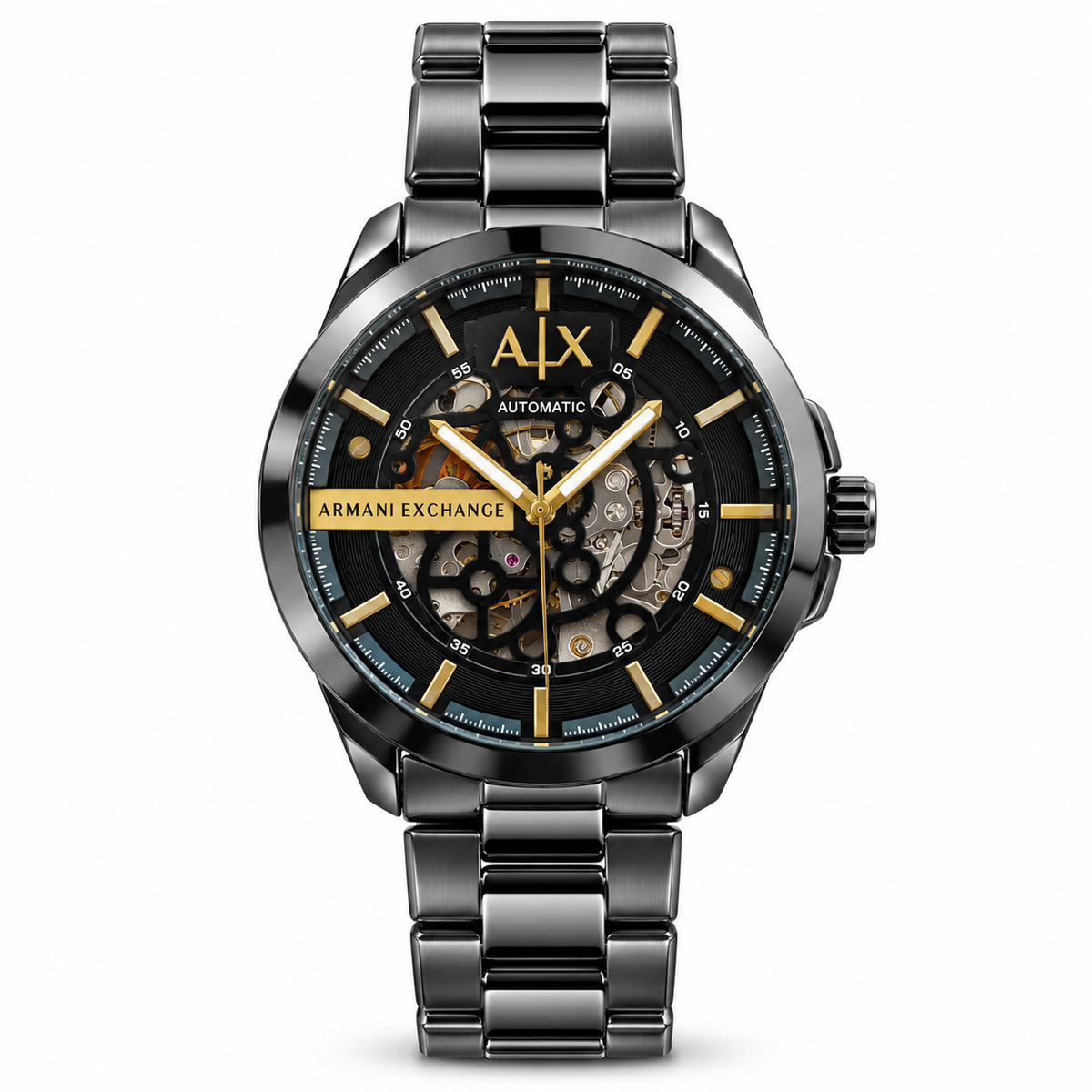 Armani-Exchange-Skeleton-Automatic-Black-Dial-Gunmetal-First-Copy-Watch-Anzoro