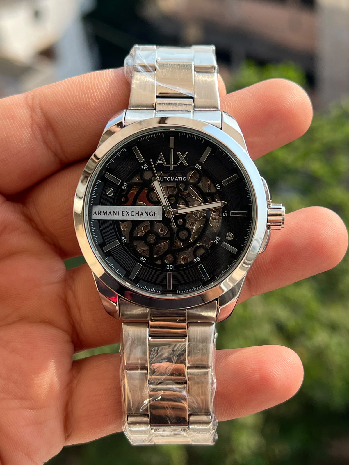 Armani-Exchange-AX-Black-Skeleton-Dial-Silver-Indices-Automatic-First-Copy