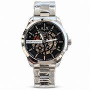 Armani-Exchange-Skeleton-Automatic-Black-Dial-Silver-First-Copy-Watch-Anzoro