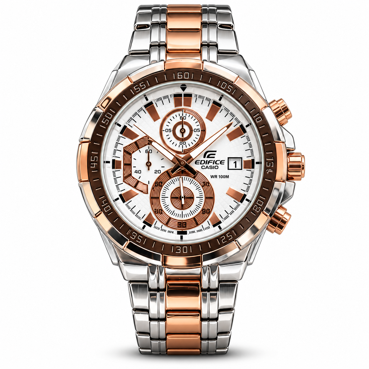 Casio-Edifice-Chronograph-White-Dial-Two-Tone-Rose-Gold-Silver-First-Copy-Watch-Anzoro