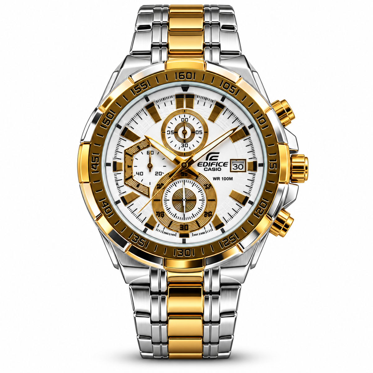 Casio-Edifice-Chronograph-White-Dial-Two-Tone-Yellow-Gold-Silver-First-Copy-Watch-Anzoro