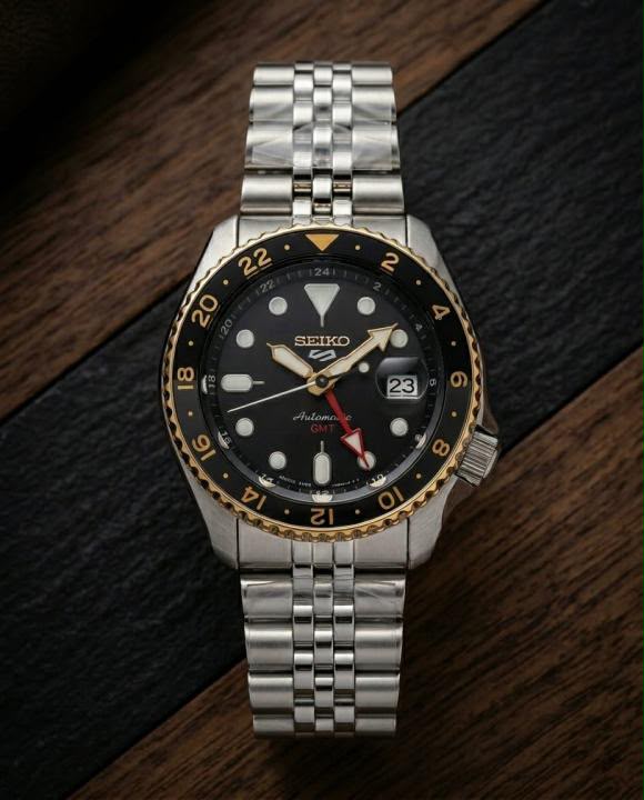 Seiko 5 Sports GMT Watch SSK021 – First Copy | Master Copy Quality | Black Dial, Black & Gold Bezel
