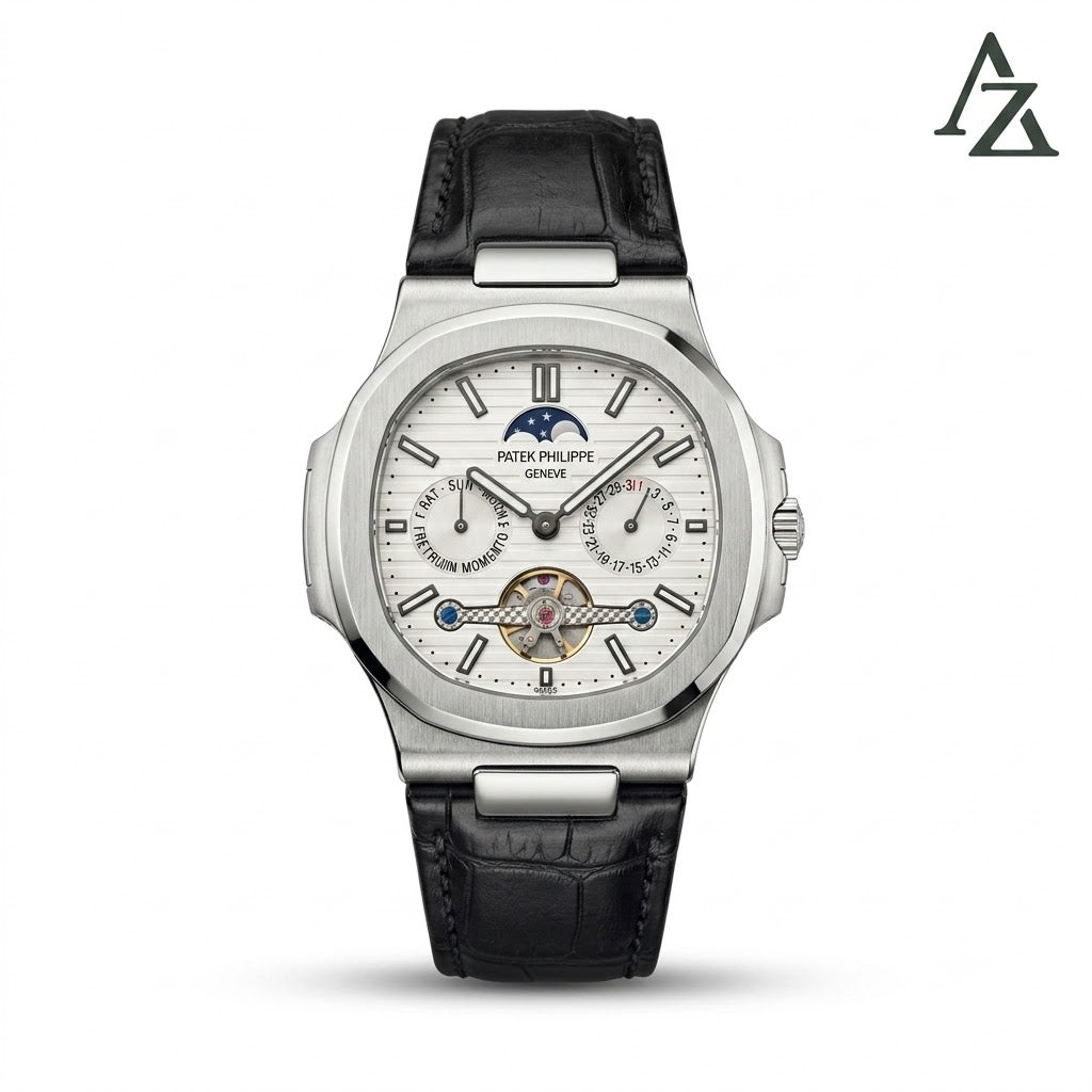 Patek Philippe Style Watch – First Copy | Master Copy Quality | Octagonal Bezel, Dark Alligator Leather Strap