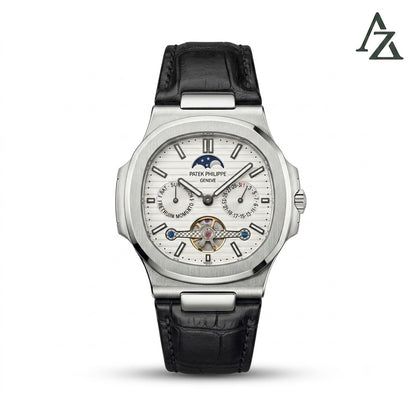 Patek Philippe Style Watch – First Copy | Master Copy Quality | Octagonal Bezel, Dark Alligator Leather Strap