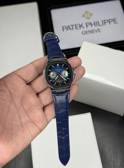 Patek Philippe Style Watch – First Copy | Master Copy Quality | Blue Dial, Blue Strap