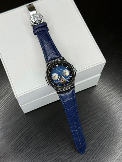 Patek Philippe Style Watch – First Copy | Master Copy Quality | Blue Dial, Blue Strap