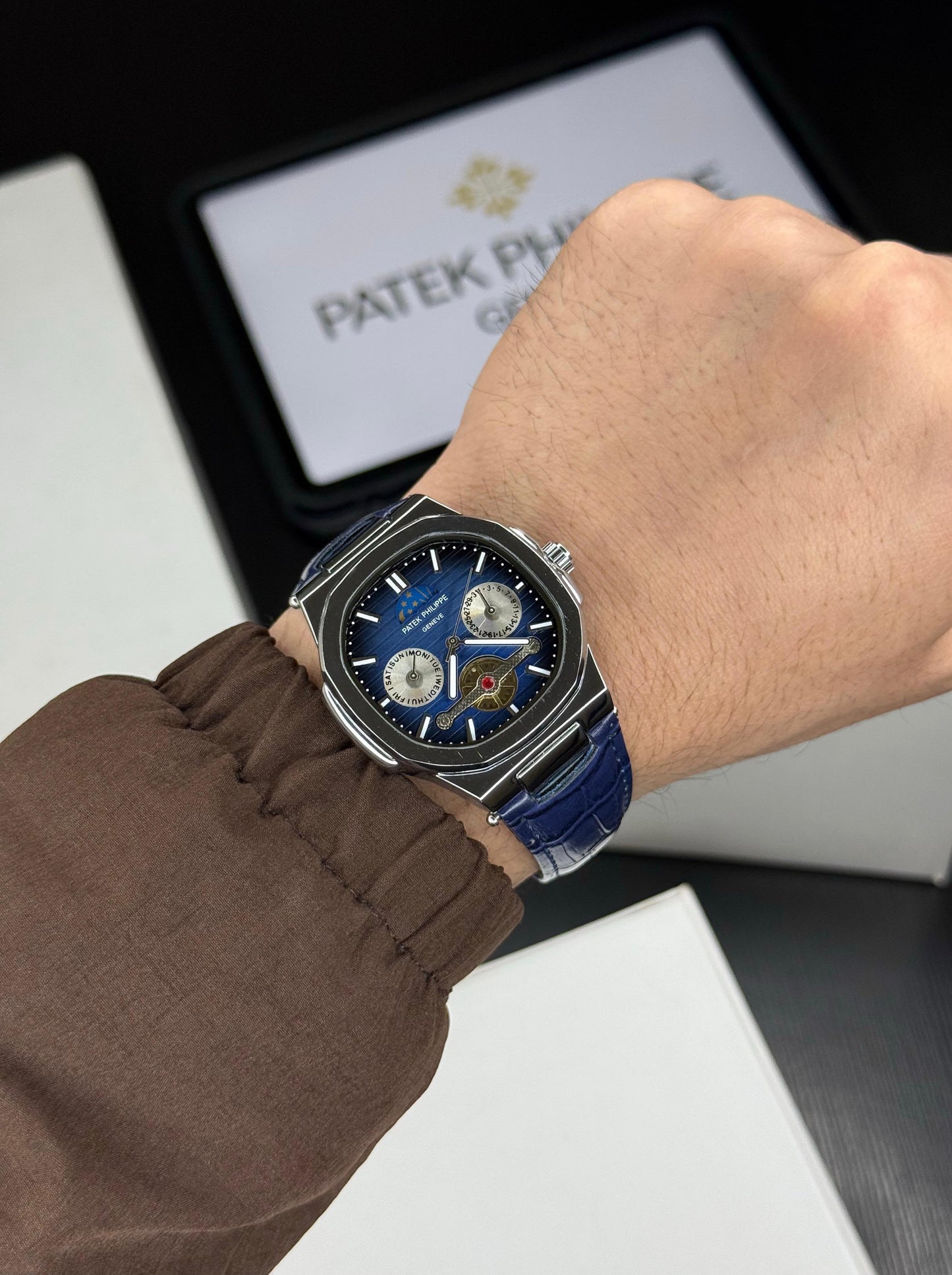 Patek Philippe Style Watch – First Copy | Master Copy Quality | Blue Dial, Blue Strap