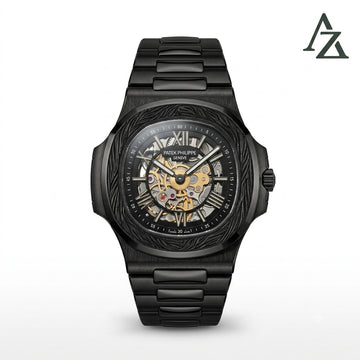 Patek Philippe Nautilus Style Watch – First Copy | Master Copy Quality | All-Black Skeleton Dial
