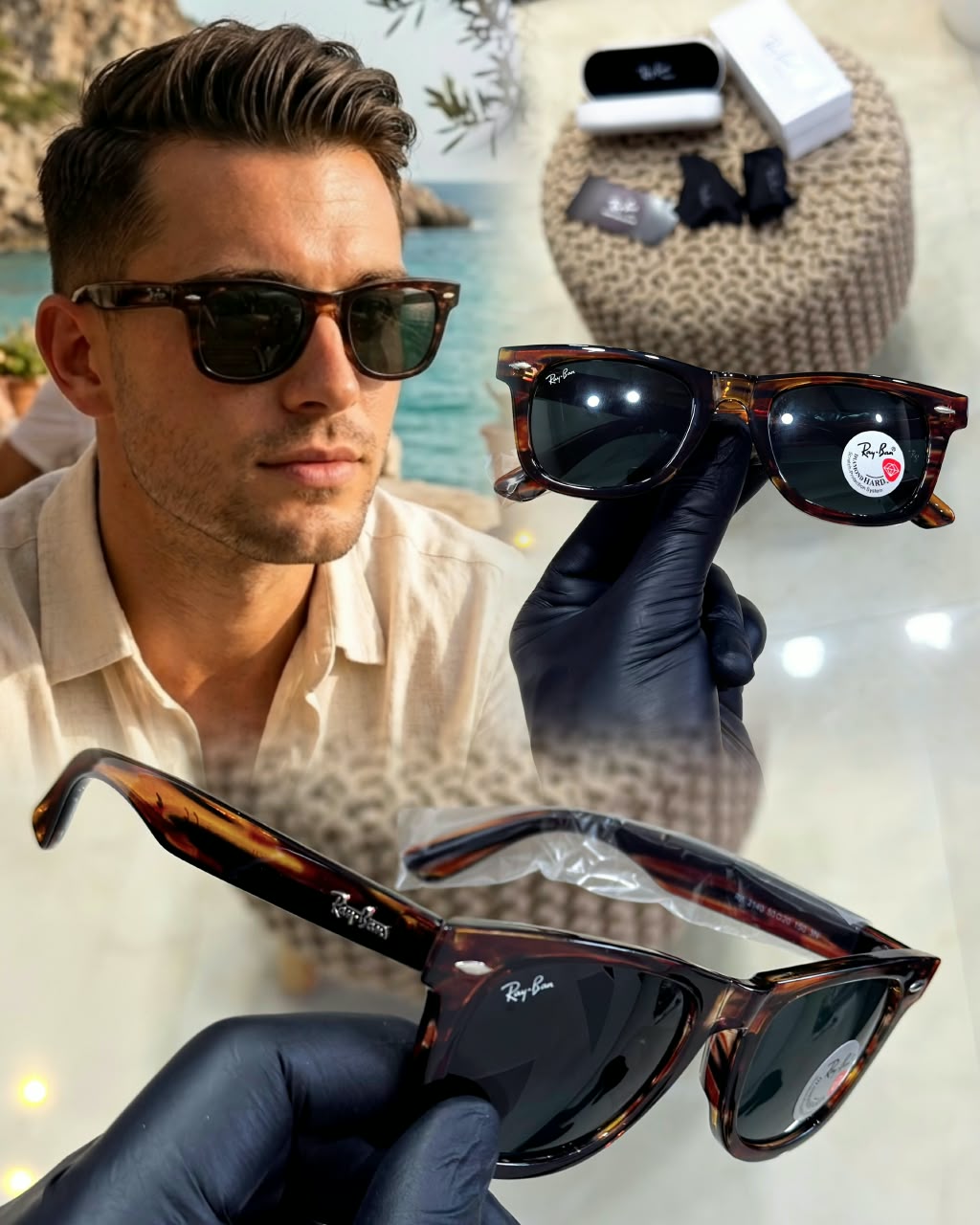 Hand Holding Ray-Ban RB2140 Tiger Black First Copy Sunglasses - Anzoro
