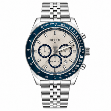 Tissot PRC 200 Chronograph Watch – First Copy | Blue Dial & Silver Bracelet