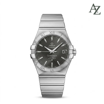 Omega Constellation Watch – First Copy | Master Copy Quality | Black Dial, Integrated Steel Bracelet