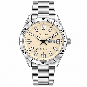Citizen First Copy White Dial Watch – Zenshin Style | Day Date Analog Watch with Metal Bracelet