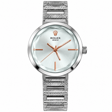 Rolex Style Watch – First Copy | Silver Dial | Rose Gold Accents | Steel Bracelet