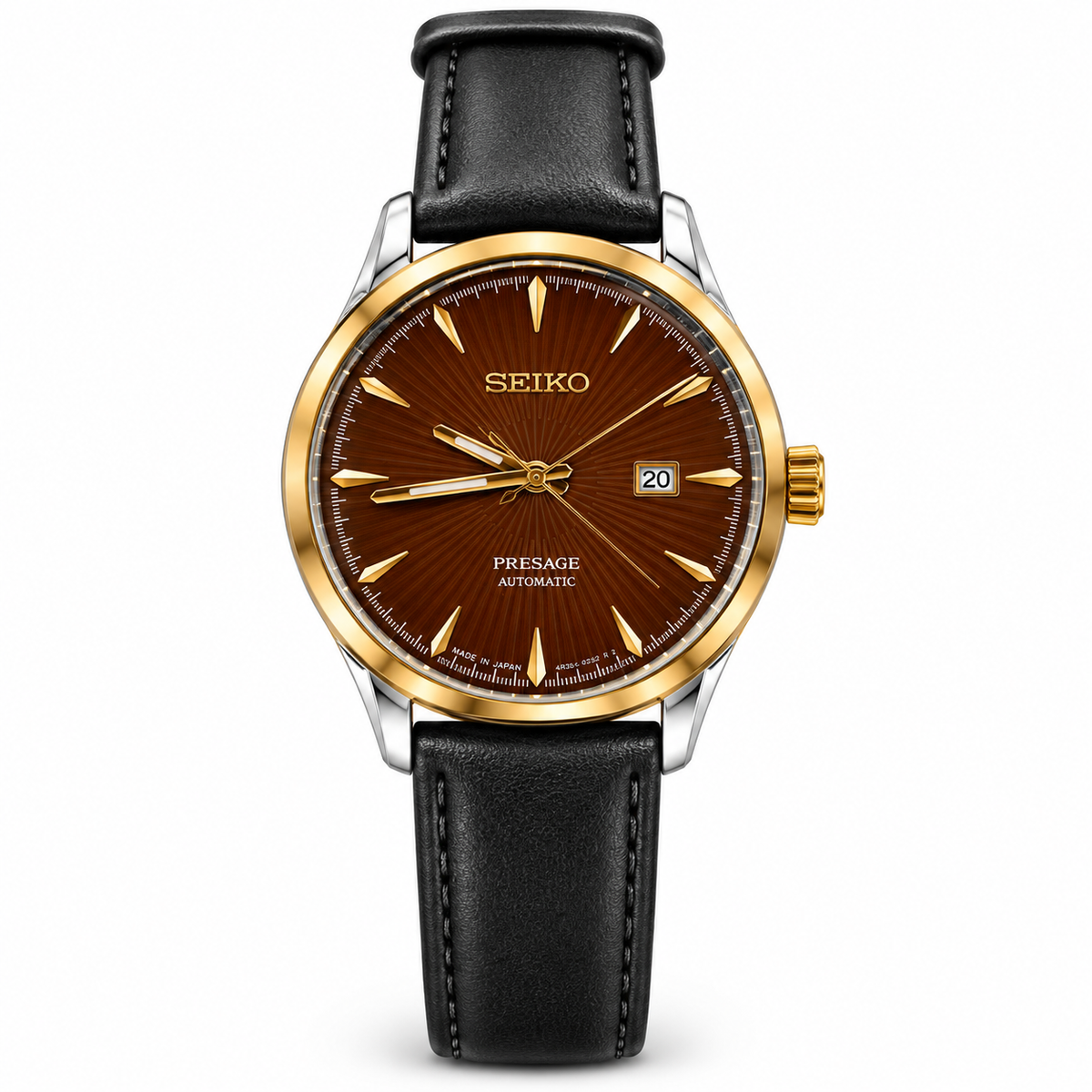 Seiko Presage-inspired first-copy quartz watch with brown dial