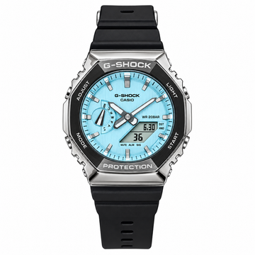 G-SHOCK First Copy Analog Digital Watch – Blue Dial Silver Bezel Black Strap