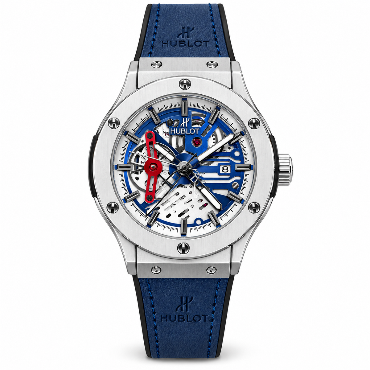 Hublot Classic Fusion style blue skeleton first copy watch