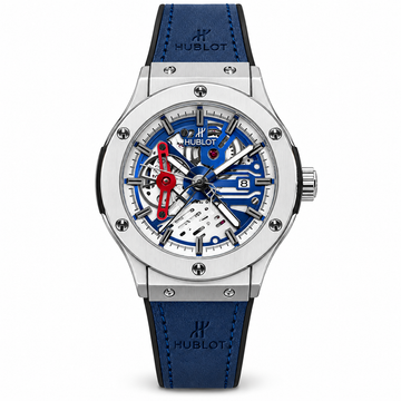 Hublot Classic Fusion Style Watch – First Copy | Blue Skeleton Dial