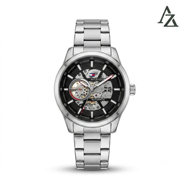 Tommy Hilfiger Automatic Skeleton Watch – First Copy | Master Copy Quality | Metallic Silver Steel Strap