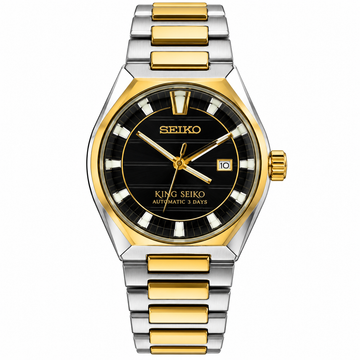 King Seiko Style Watch – Swift Movement | Open Back | Two Tone Bracelet