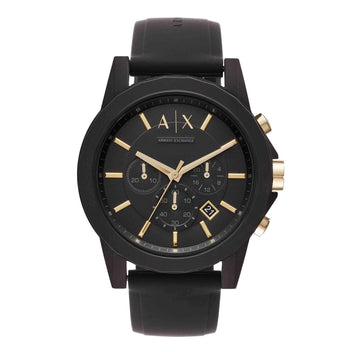 Armani Exchange Style Chronograph Watch – First Copy | Black Dial | Gold Details