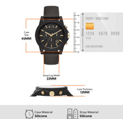 Armani Exchange style black dial men's watch with black strap