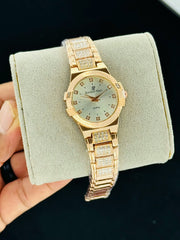 Audemars Piguet inspired gold watch with diamond-style hour markers