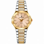 Royal Oak style pink dial first copy watch with gold tone details