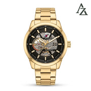 Tommy Hilfiger Automatic Skeleton Watch – First Copy | Master Copy Quality | Gold-Tone Steel Strap