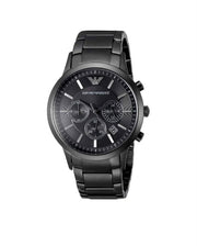 Emporio Armani style black chronograph watch for men front view