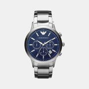 Emporio Armani style blue dial chronograph watch for men