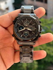 Fossil-Analog-Digital-Black-Dial-Alarm-Date-First-Copy-Watch-Front-View