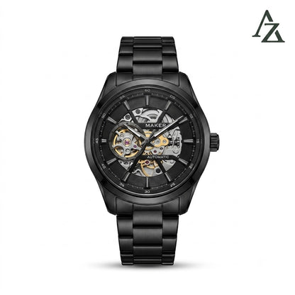 Tommy Hilfiger Automatic Black Watch – First Copy | Master Copy Quality | Sleek Metal Bracelet, Skeleton Dial