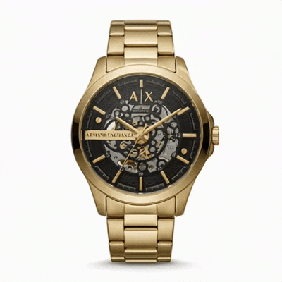 Armani Exchange Hampton AX2419 Gold Skeleton Automatic Watch - 7A Master Quality