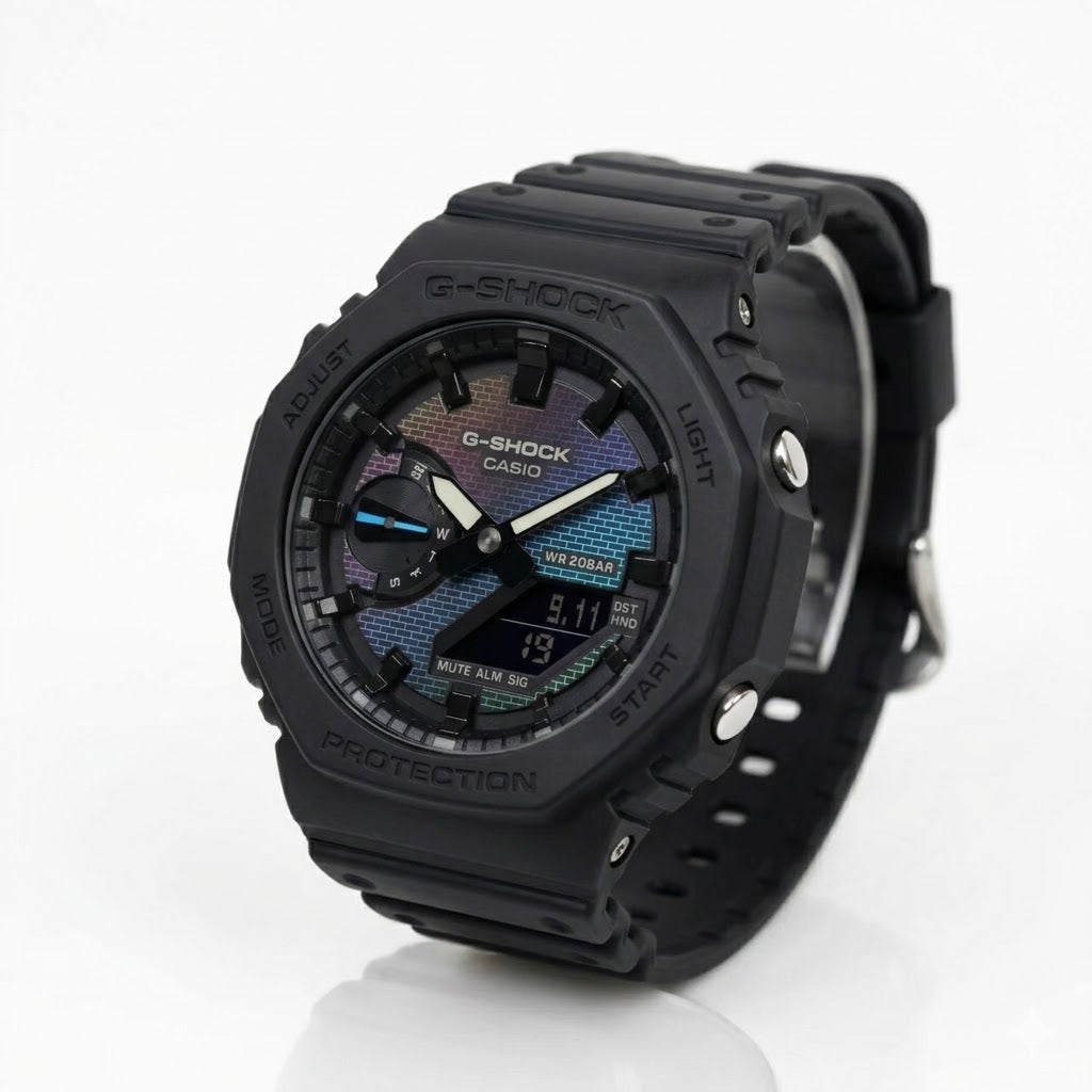 G-Shock-GA-2100RW-1AER-Rainbow-Brick-Dial-Front