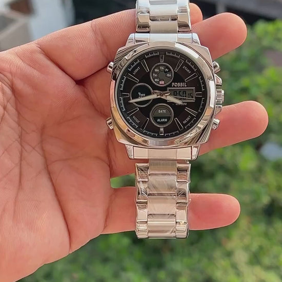 Fossil-Machine-Silver-Stainless-Steel-Case-Push-Buttons-First-Copy-Anzoro