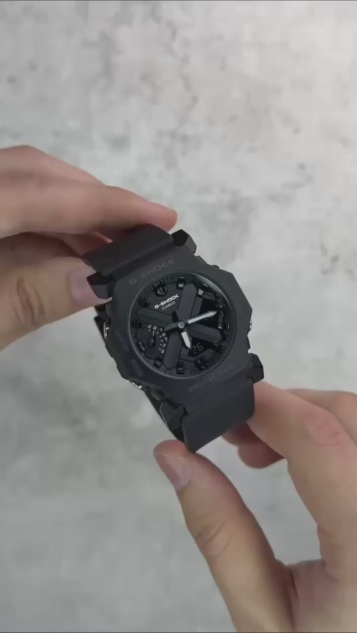 G-Shock inspired black analog digital watch front view
