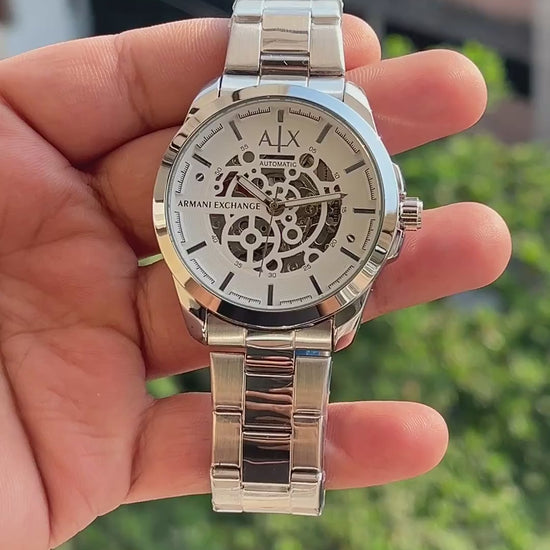 Armani-Exchange-Silver-Stainless-Steel-Case-Textured-Crown-First-Copy-Anzoro