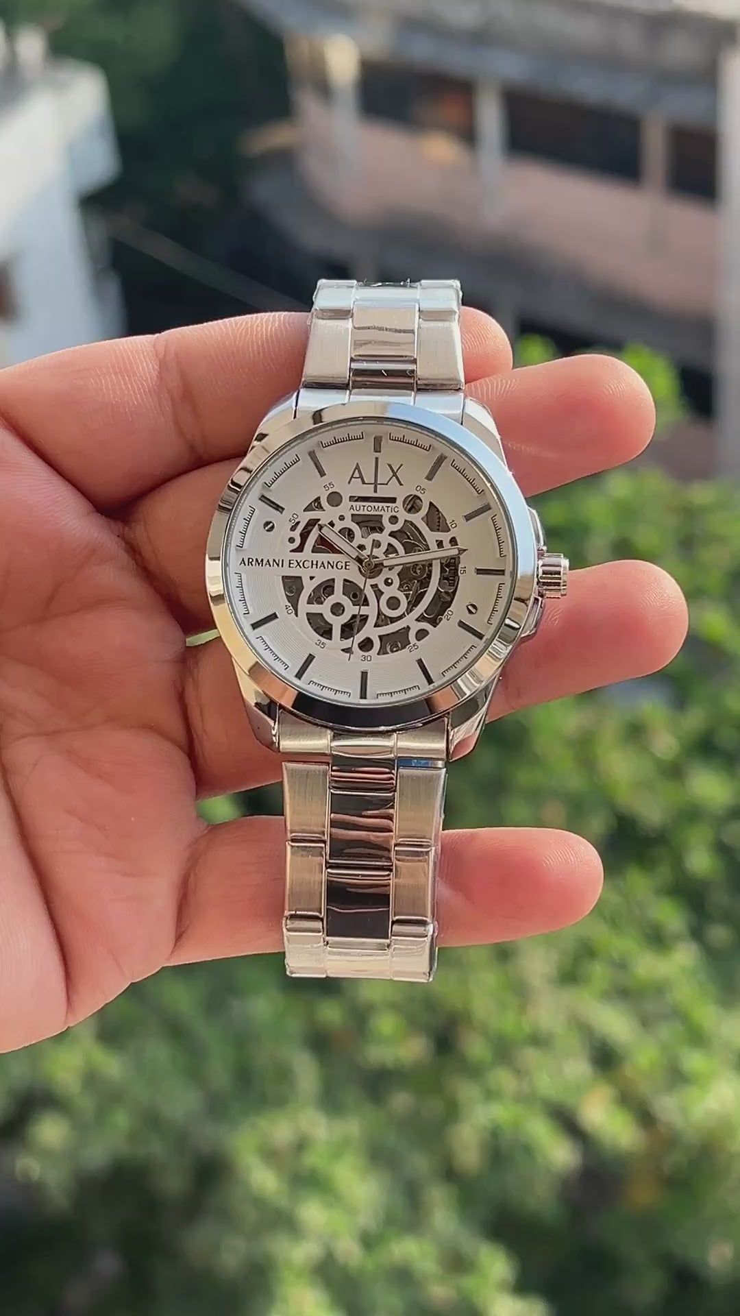 Armani-Exchange-Silver-Stainless-Steel-Case-Textured-Crown-First-Copy-Anzoro