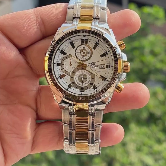 Casio-Edifice-White-Dial-Yellow-Gold-Chronograph-Subdials-Date-Window-First-Copy