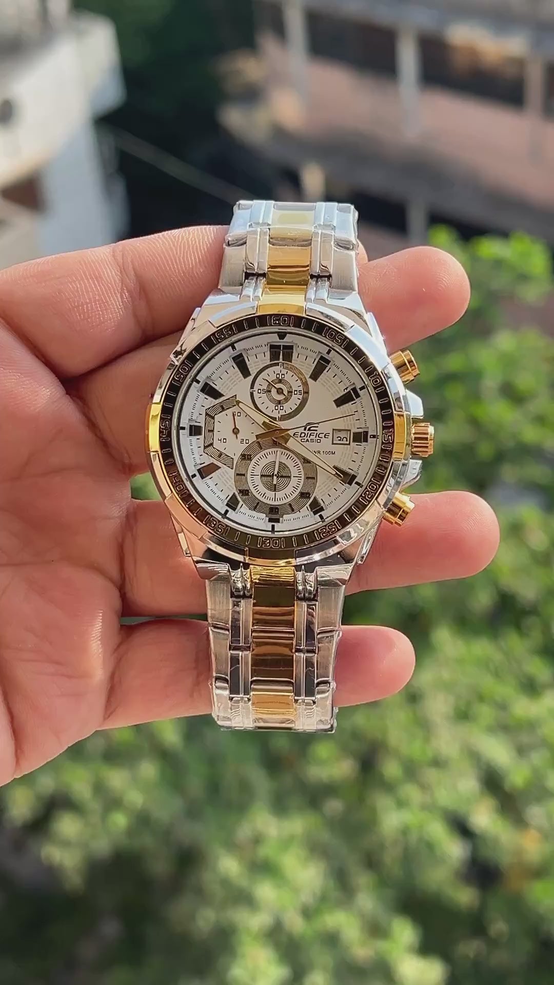 Casio-Edifice-White-Dial-Yellow-Gold-Chronograph-Subdials-Date-Window-First-Copy