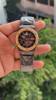 Hublot-Gunmetal-Black-Stainless-Steel-Case-Textured-Crown-First-Copy-Anzoro