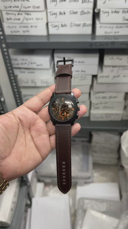 Fossil Machine Brown Dial Leather Chronograph Watch FS6101I – First Copy | Master Copy Quality